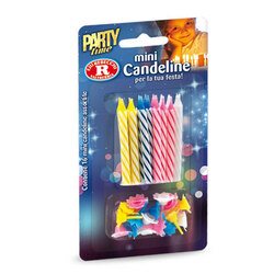Rebecchi - Rebecchi 16 mini candeline multicolore per festa di compleanno